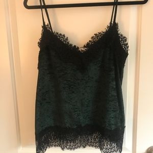 Dark Green Velvet Lace Tank Top
